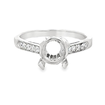 18kt White Gold Vintage Natural Diamonds Semi-Mount Ring (0.25ct)