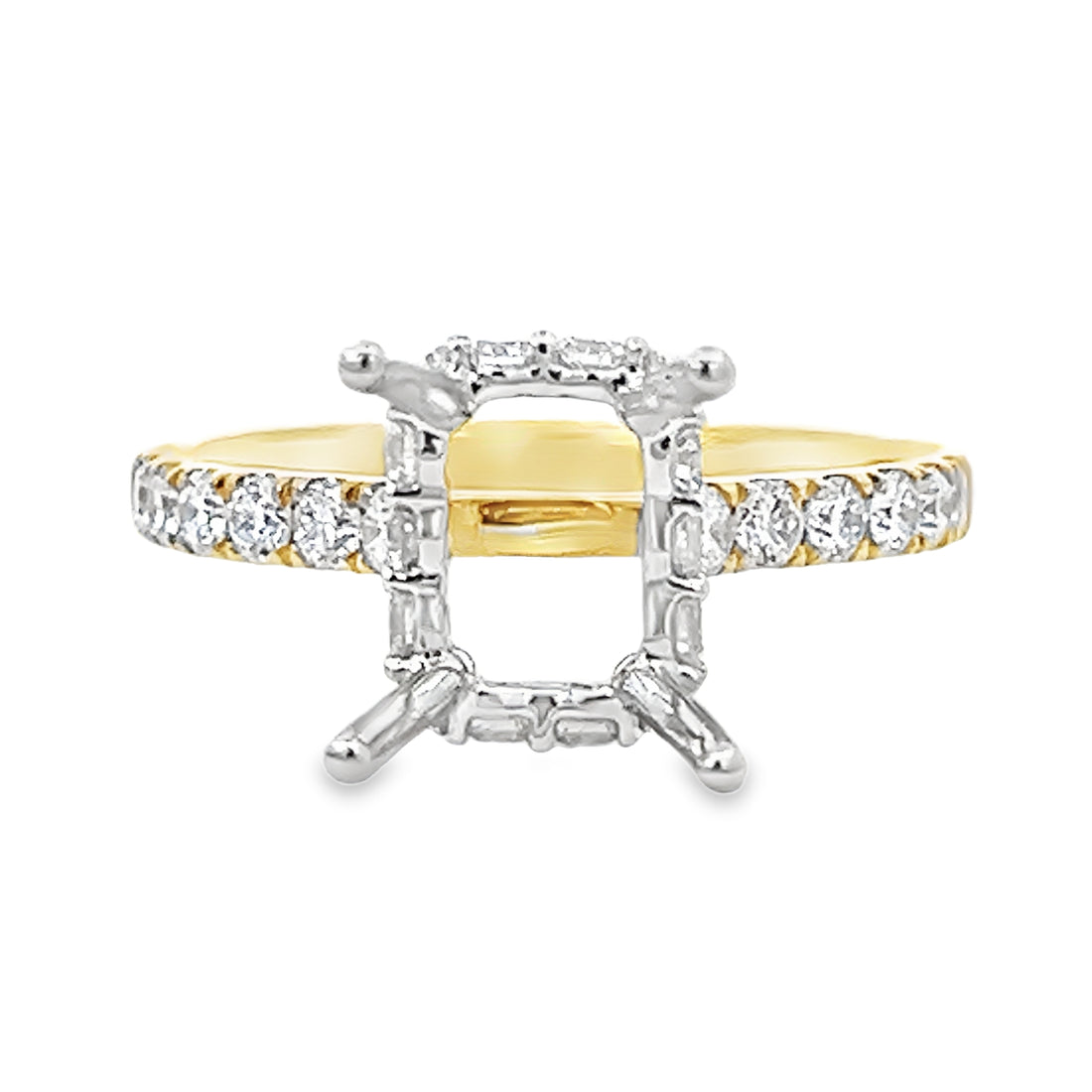 18kt Tu-Tone Gold Hidden Halo Natural Diamonds Semi-Mount Ring (0.69ct)