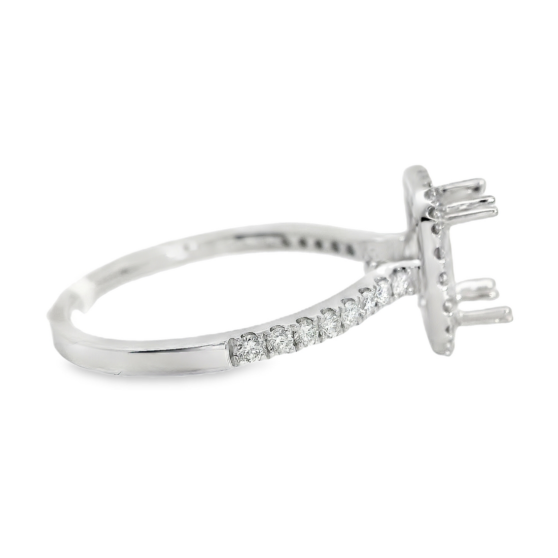 18kt White Gold Full-Cut Round Diamond Halo Semi-Mount Ring (.45ct)