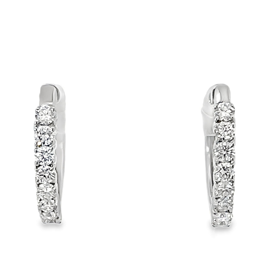 18kt White Gold Natural Diamonds Medium Hoop Earrings (0.5ct)