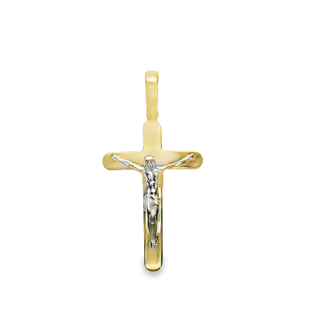 18kt Two-Tone Gold Italian Made Crucifix Charm (6.09g)