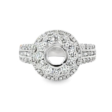 18kt White Gold Double Halo Natural Diamonds Semi-Mount Ring (1.09ct)