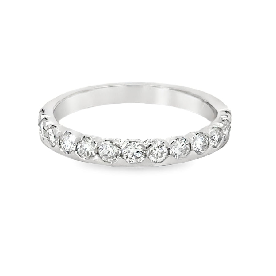 18kt White Gold Diamond Half Bezel Wedding Ring (0.63ct)