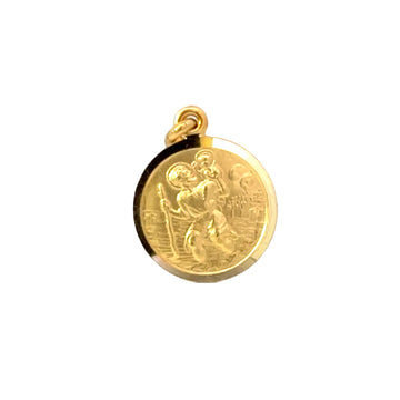 18K Yellow Gold 15mm St. Christopher Metal Pendant (2.52g)