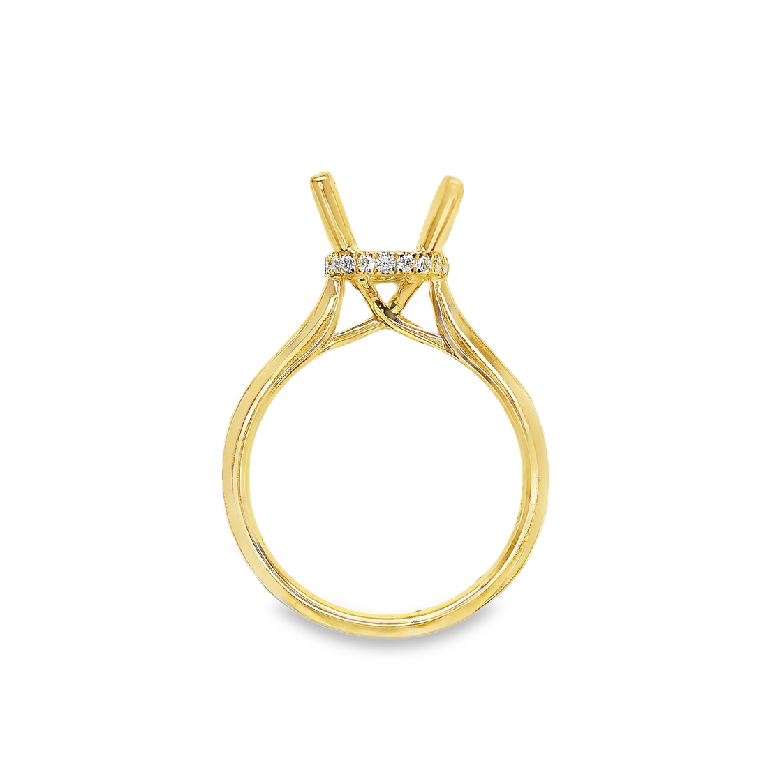 18kt Yellow Gold Natural Round Diamond Semi-Mount Ring (.13ct)