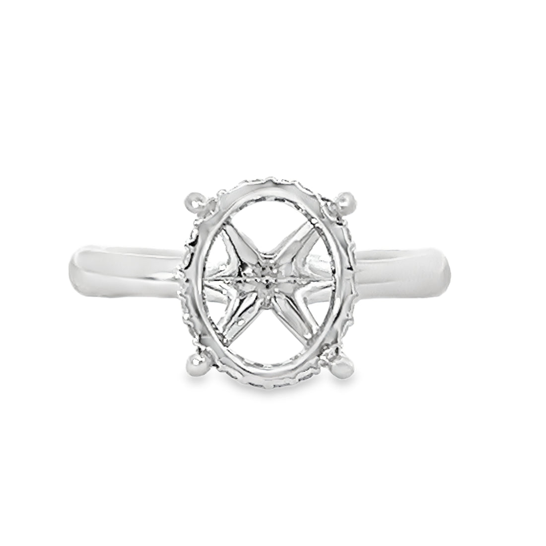 18kt White Gold Hidden Halo Natural Diamonds Semi-Mount Ring (0.11ct)