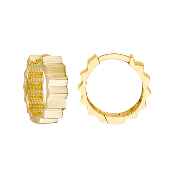 14kt Yellow Gold Ridged Polished Round Hoop Earrings (2.23g)