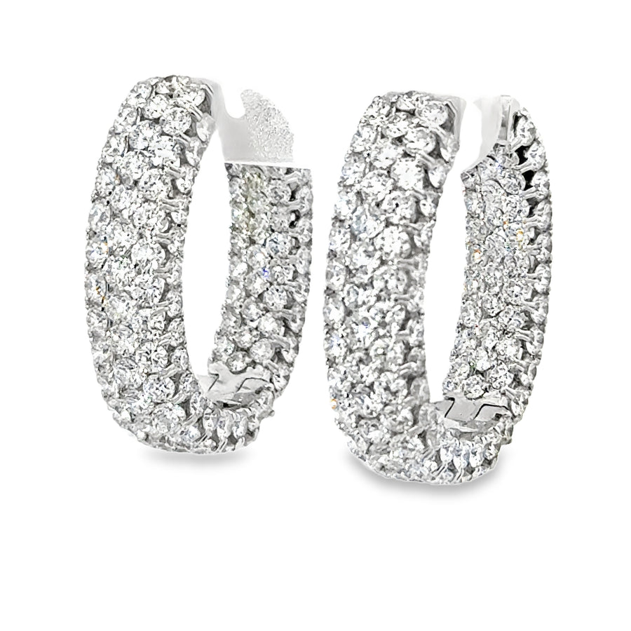 18kt White Gold Natural Diamonds Medium Hoop Earrings (6.37ct)