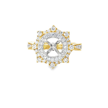 18kt Tu-Tone Gold Halo Natural Diamonds Semi-Mount Ring (0.6ct)