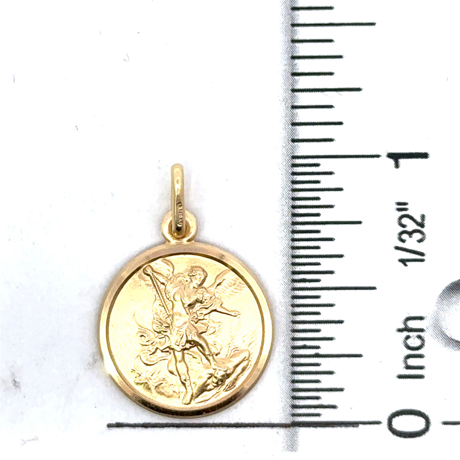 18kt Yellow Gold 17mm Italian Made St. Michael Medal (3.4g)