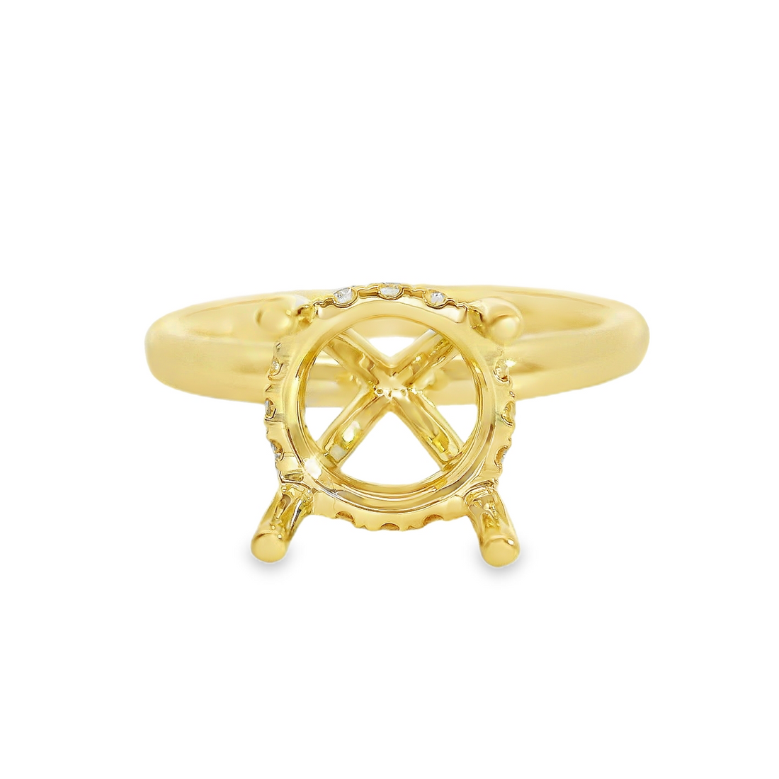 18kt Yellow Gold Natural Round Diamond Semi-Mount Ring (.11ct)