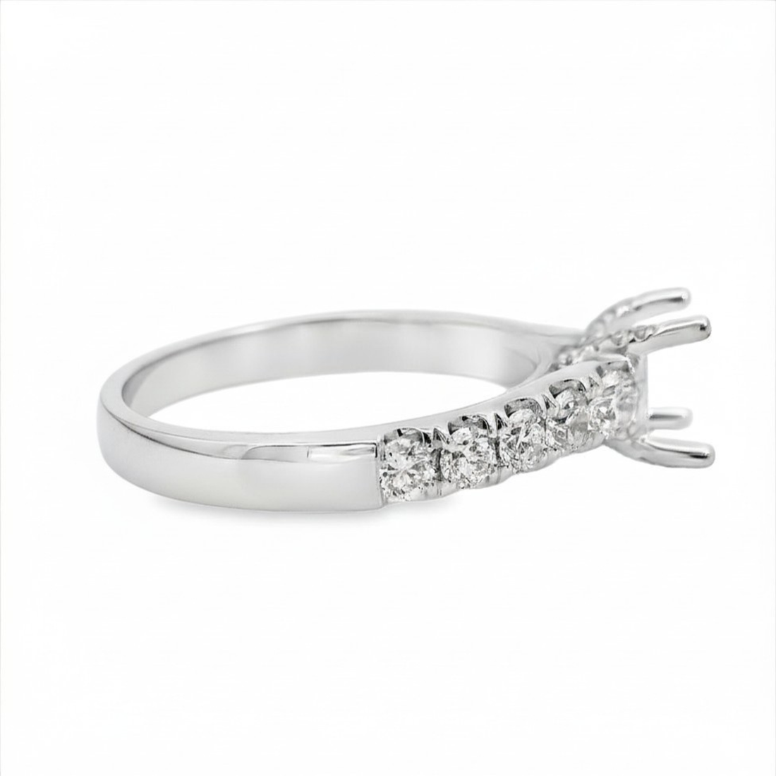 18kt White Gold Natural Full-Cut Diamond Semi-Mount Ring (.76ct)