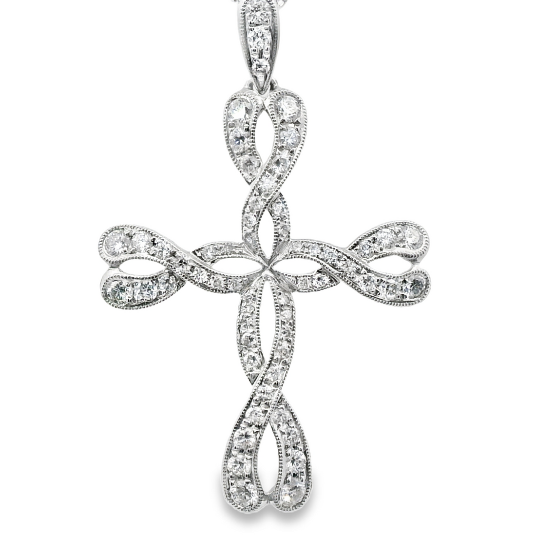 18kt White Gold Natural Diamond Cross Pendant (0.94ct)