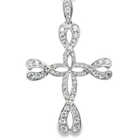18kt White Gold Natural Diamond Cross Pendant (0.94ct)