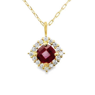 18kt Yellow Gold Natural Ruby and Natural Diamonds Pendant (0.25ct)