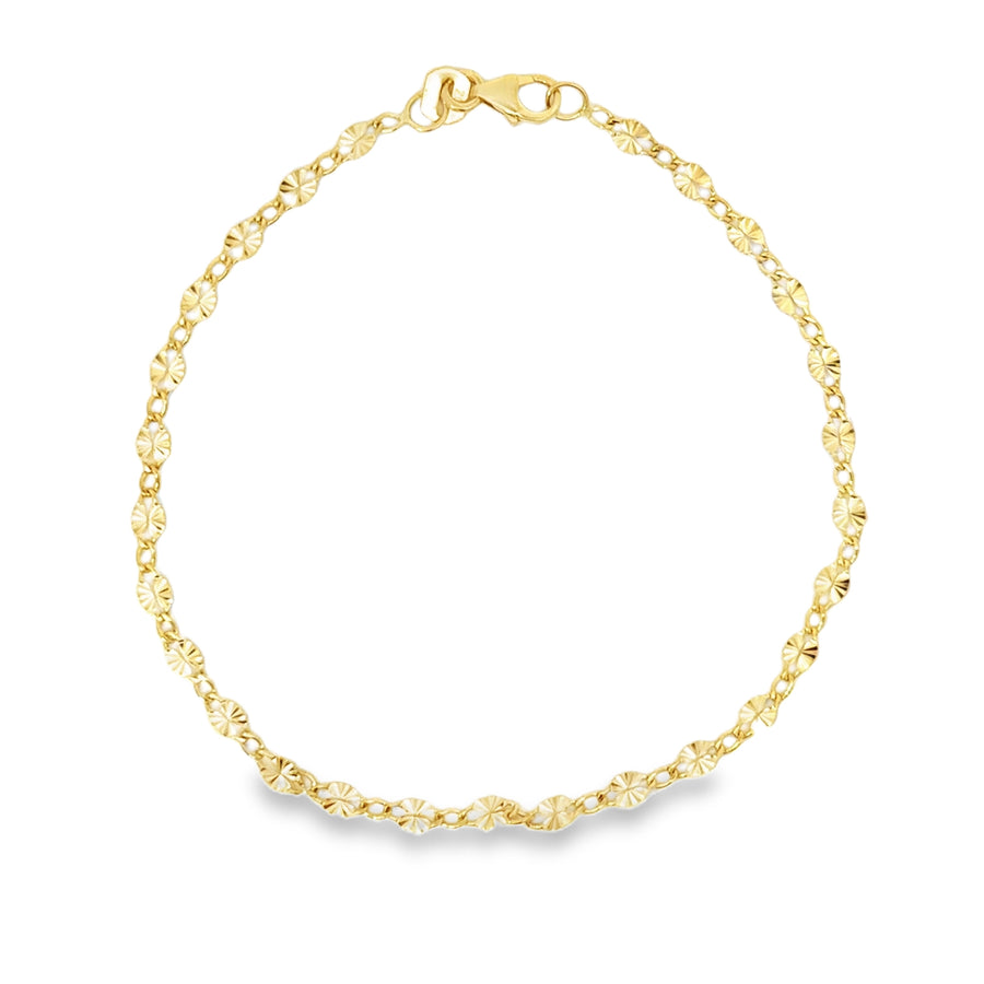 14K Yellow Gold 7" 2.5mm Fancy Link Bracelet (1.01g)