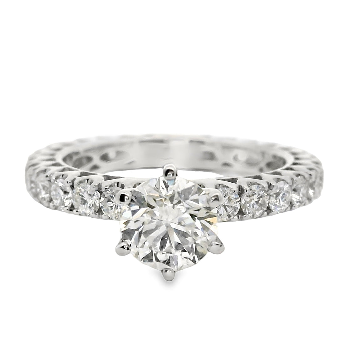18kt White Gold Natural Round Brilliant Diamond Engagement Ring (1.59ct)