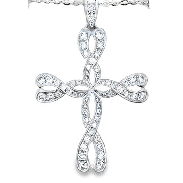 18kt White Gold Natural Diamond Cross Pendant (0.94ct)