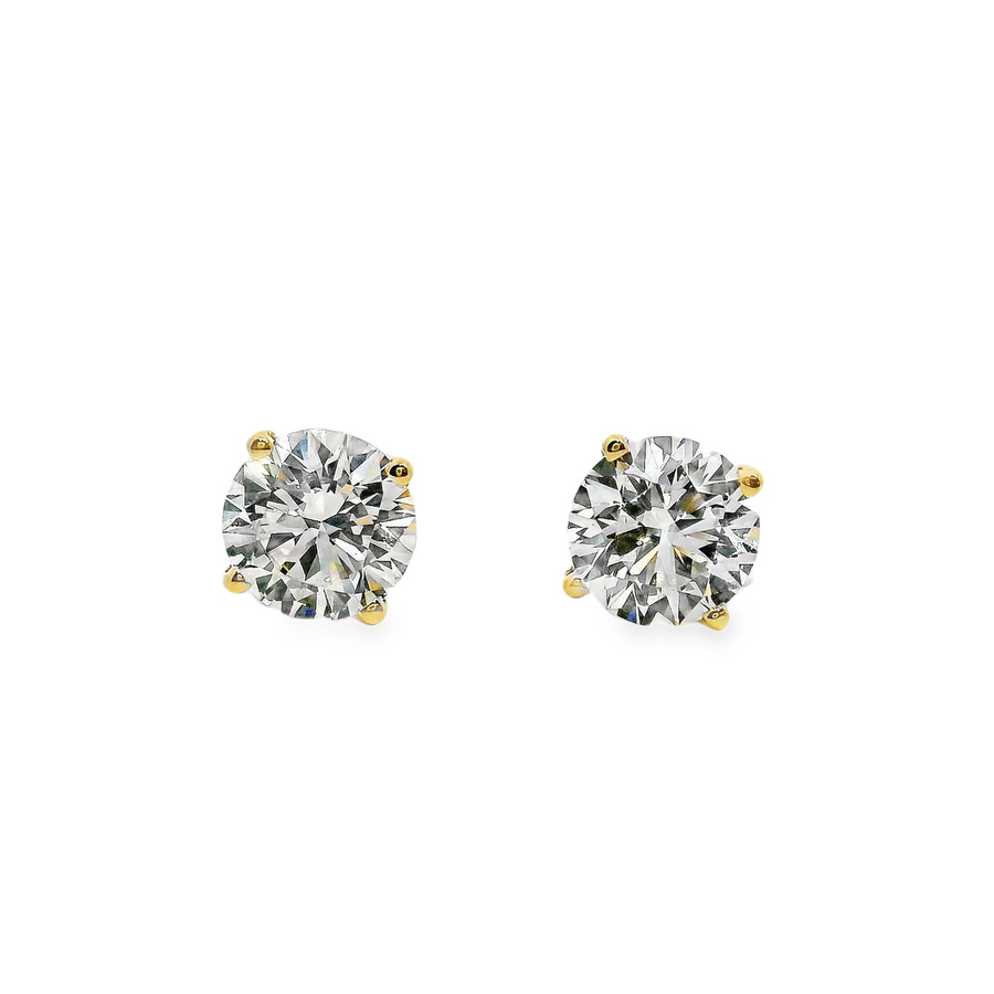 14kt Yellow Gold 4-Prong Lab-Grown Round Diamond Stud Earrings (1.01ct)