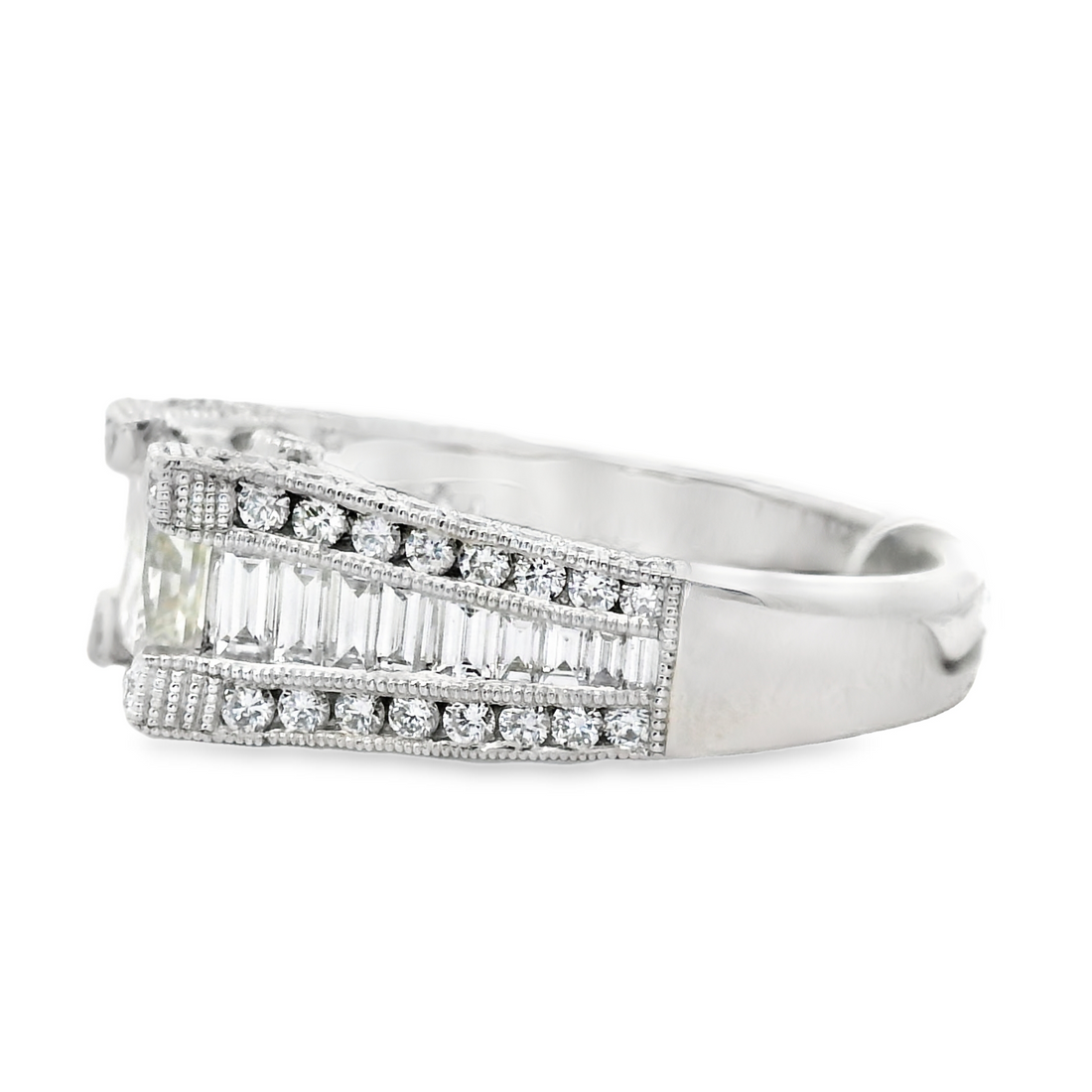 18kt White Gold Natural Princess Cut Diamond Engagement Ring (3.03ct)