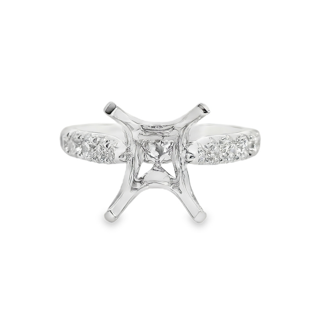 18kt White Gold Natural Round Diamond Semi-Mount Ring (.61ct)