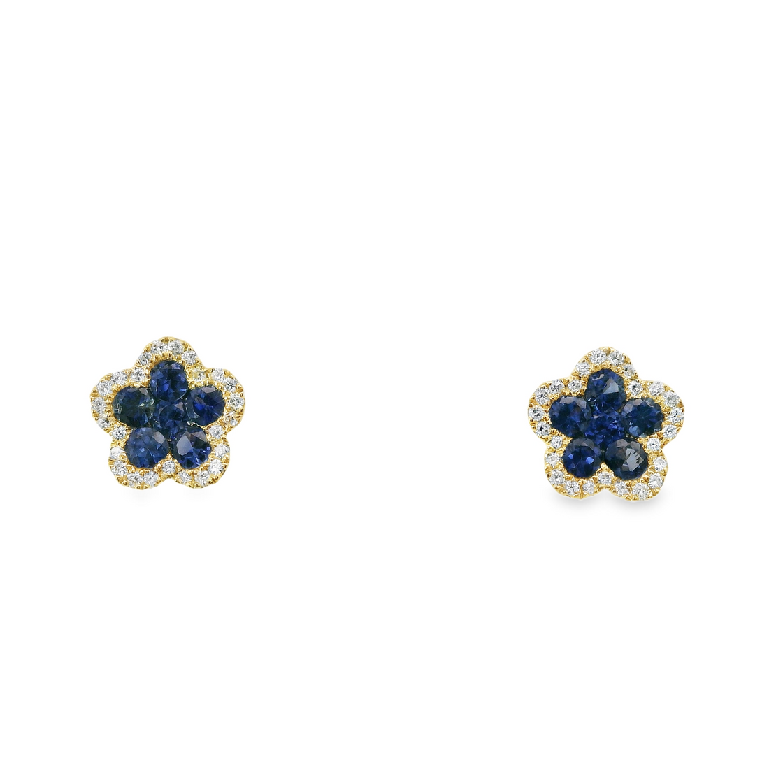 18kt Yellow Gold Diamonds And Sapphires Earrings