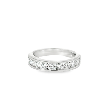 18K White Gold Natural Round Diamond Wedding Band (1.10ct)