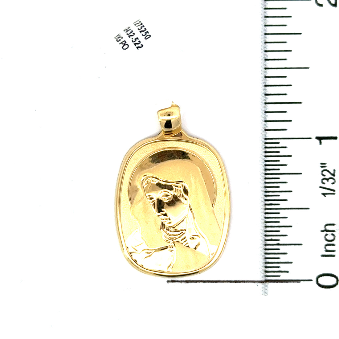 18kt Yellow Gold Italian Made Blessed Mother Pendant (3.26g)