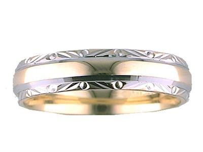 Artcarved 14kt Two-Tone 6mm Polished Center With Angled Edge Wedding Band