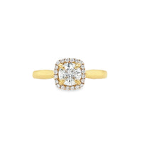 18K Yellow Gold Diamond Halo Lab Grown Diamond Ring (.74ct)