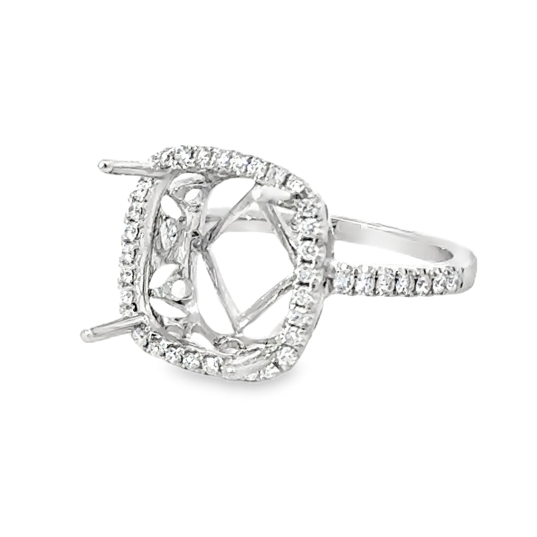 18kt White Gold Halo Natural Diamonds Semi-Mount Ring (0.38ct)