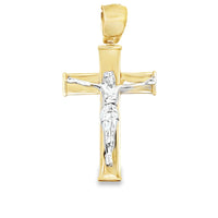 14kt Two-Tone Gold Italian Made Crucifix Pendant (3.0g)