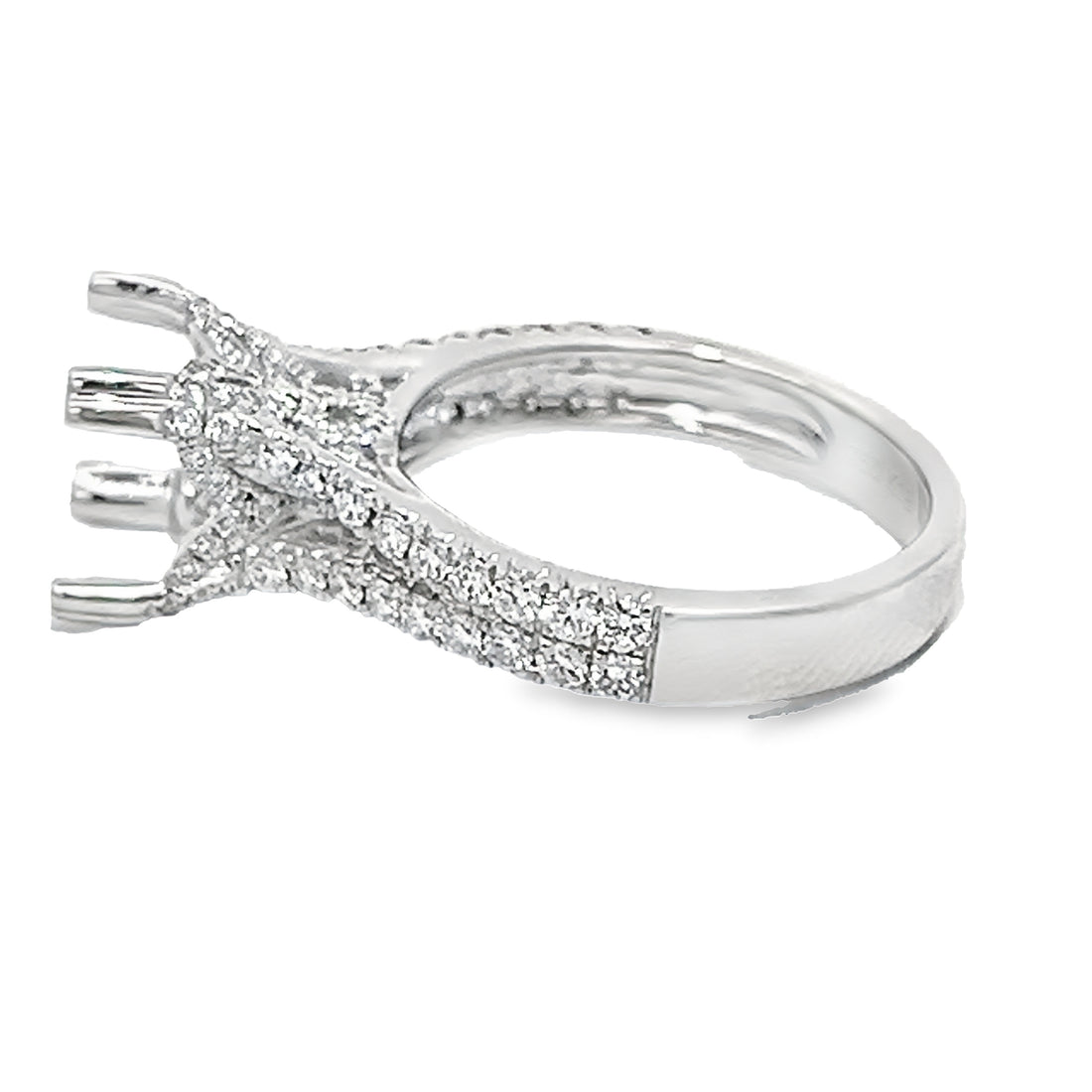 18K White Gold Natural Round Diamond Split Shank Semi-Mount Engagement Ring (.73ct)