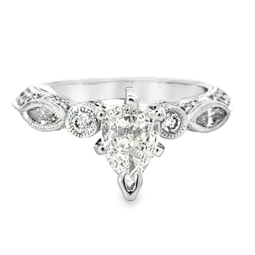 18kt White Gold Natural Pear Diamond Engagement Ring (0.9ct)