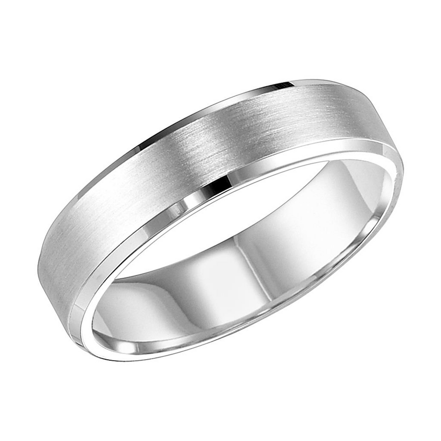 Goldman 14kt White Gold Beveled Edge 6mm Ring