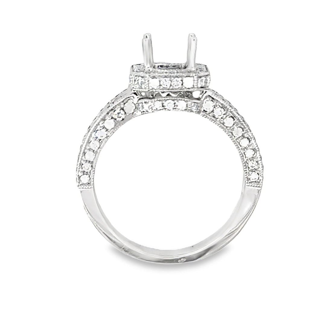 18kt White Gold Halo Natural Diamonds Semi-Mount Ring (1.14ct)