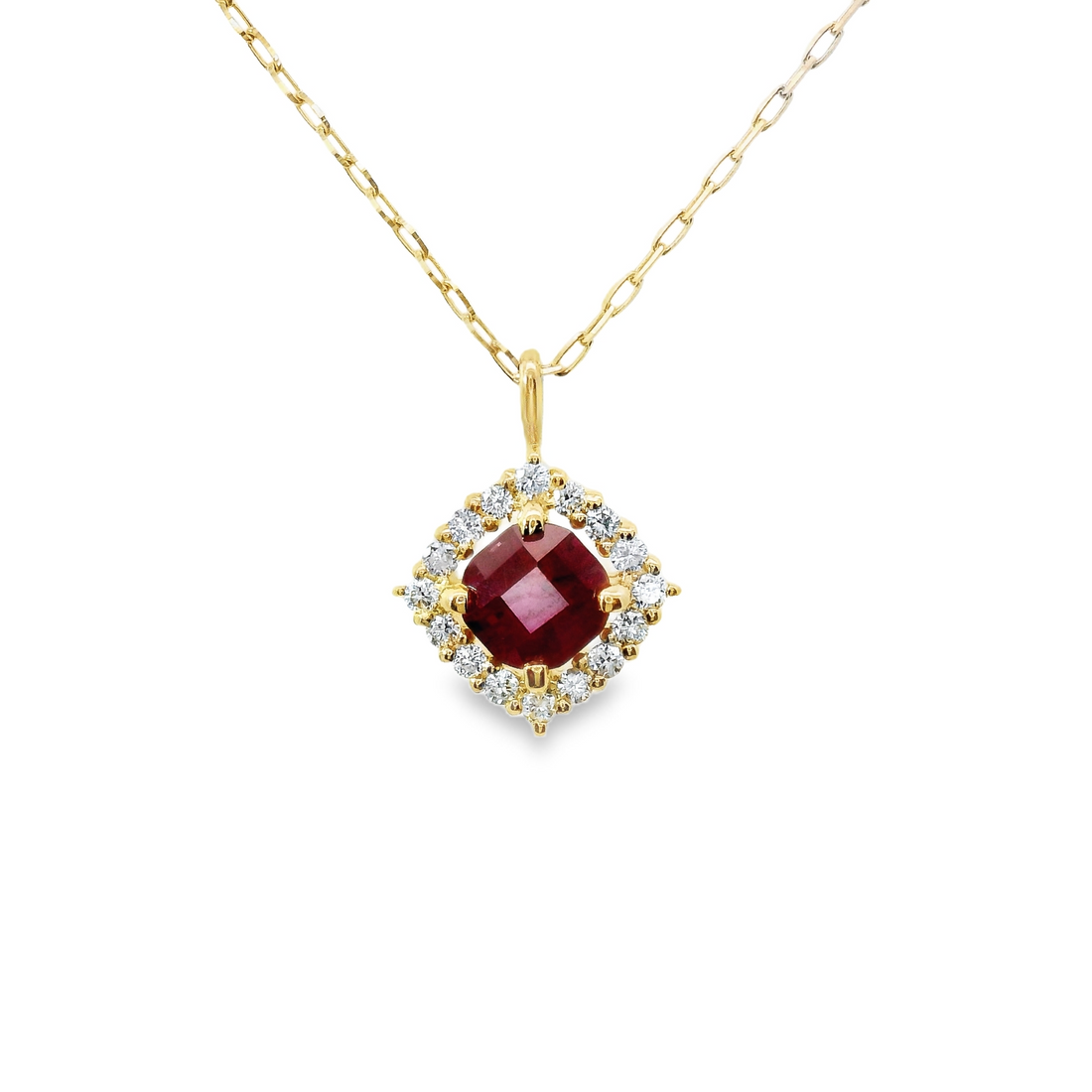 18kt Yellow Gold Natural Ruby and Natural Diamonds Pendant (0.25ct)