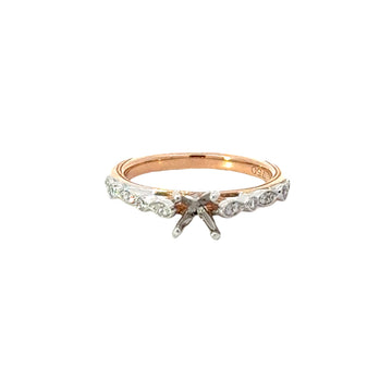 18kt Tu-Tone Gold Vintage Natural Diamonds Semi-Mount Ring (0.14ct)