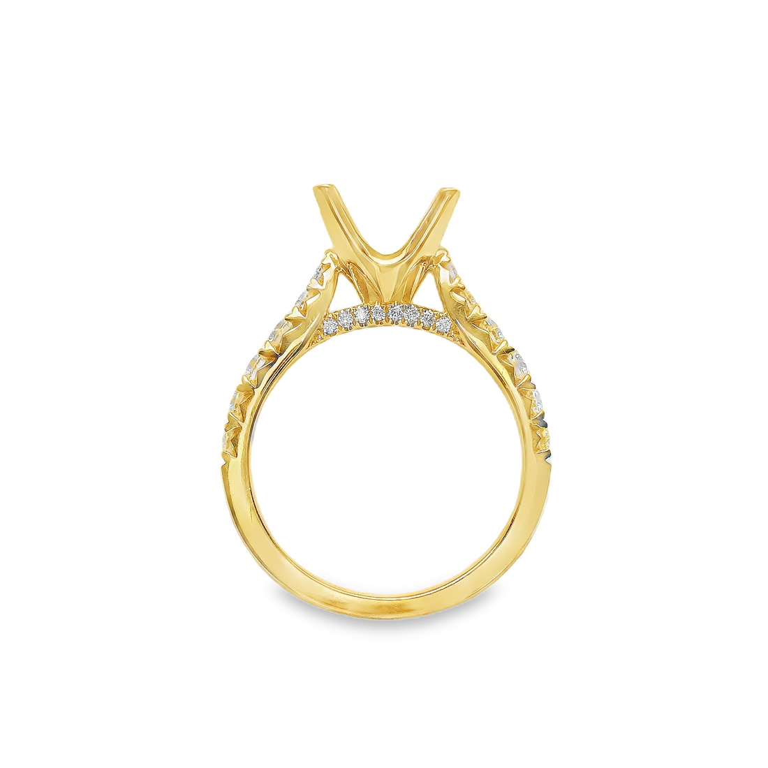18kt Yellow Gold Natural Round Diamond Semi-Mount Ring (.64ct)