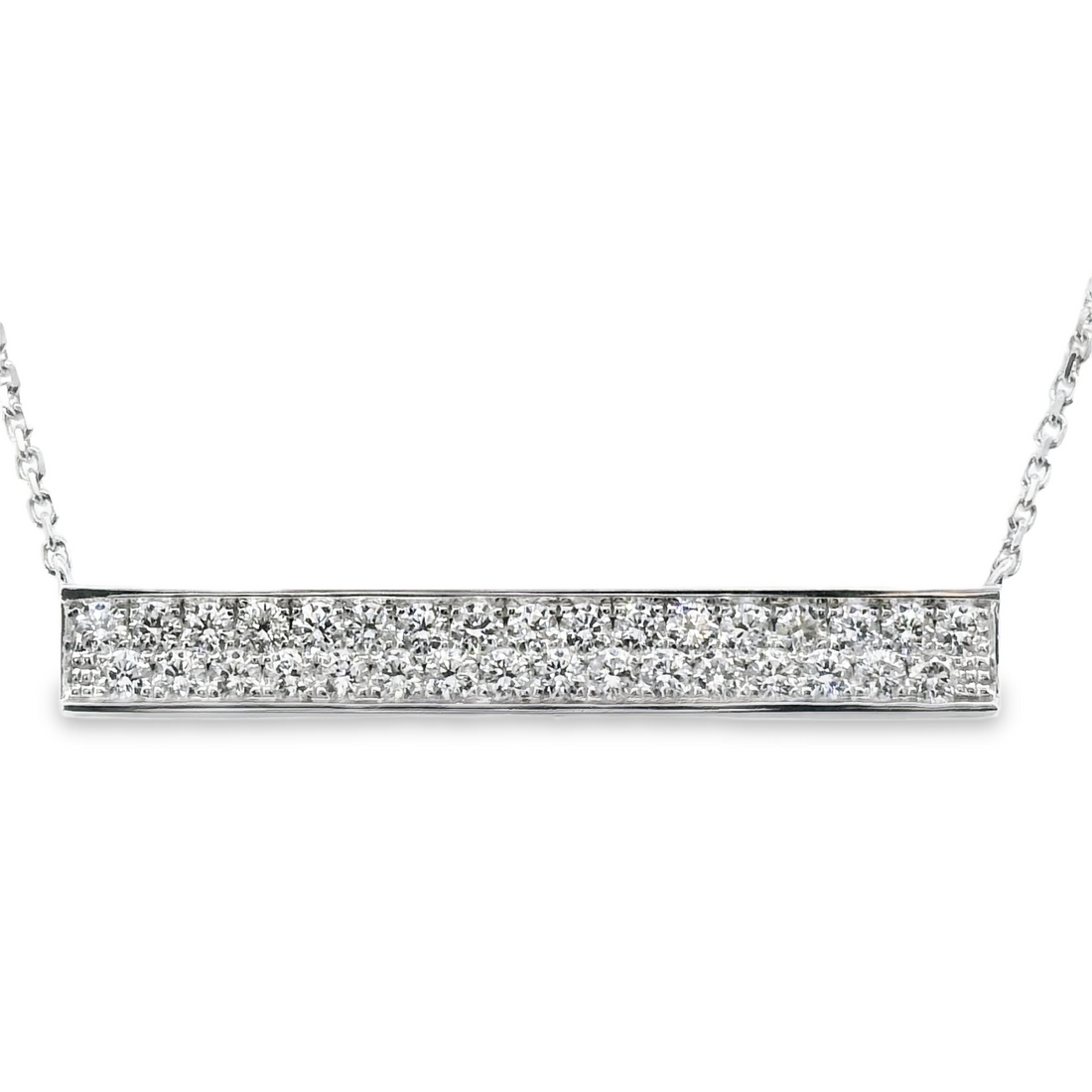 18kt White Gold Natural Diamond Bar Pendant (0.83ct)