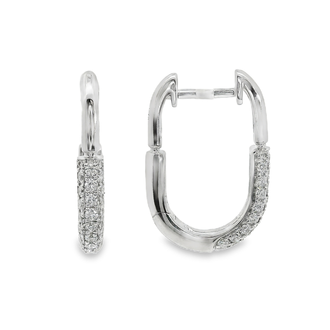 18kt White Gold Natural Round Diamond Small Hoop Earrings (.33ct)