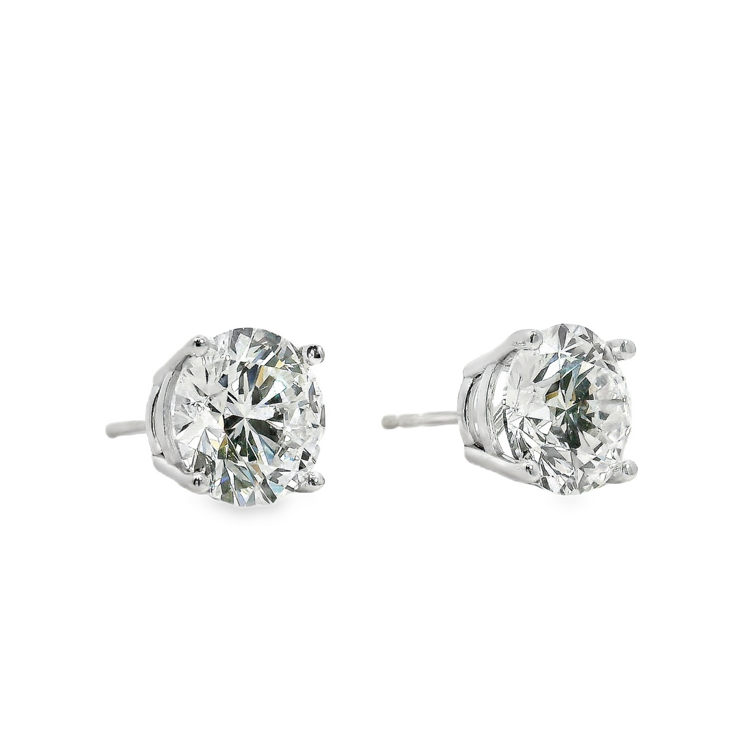14kt White Gold Lab-Grown Round Diamond Stud Earrings (4.06ct)