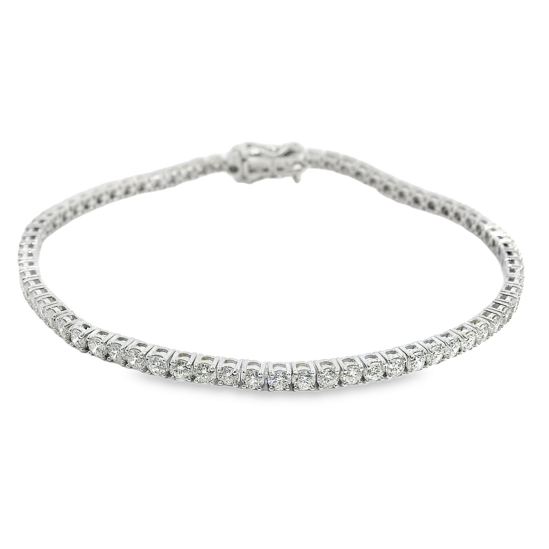 14kt White Gold 7" Lab-Grown Round Diamond Tennis Bracelet (3.45ct)