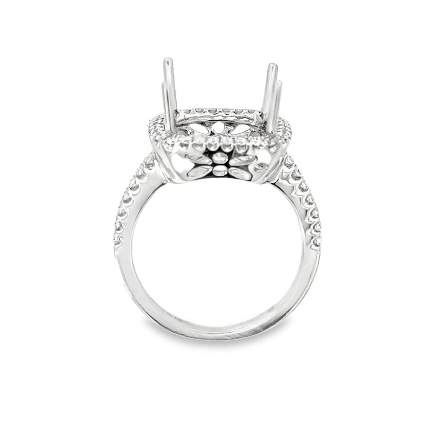 18kt White Gold Halo Natural Diamonds Semi-Mount Ring (0.38ct)