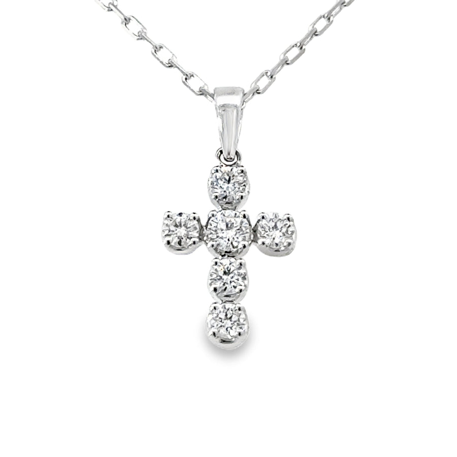 18kt White Gold Natural Diamond Cross Pendant (0.35ct)