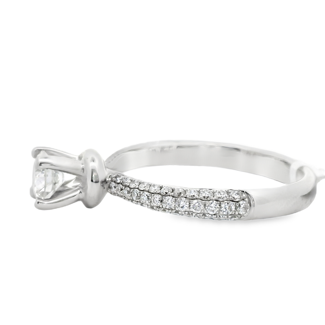 18kt White Gold Round Brilliant Diamond Micropave Engagement Ring (.83ct)