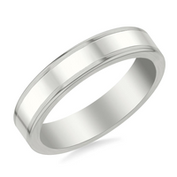 Goldman 14kt White Gold 5mm Polished Center with Flat Round Edge Wedding Band