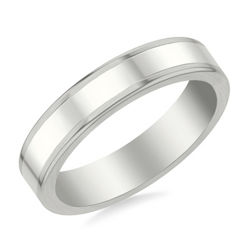 Goldman 14kt White Gold 5mm Polished Center with Flat Round Edge Wedding Band