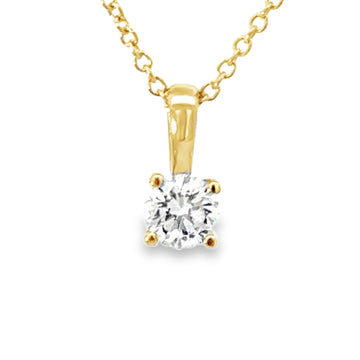 14kt Yellow Gold Lab-Grown Round Solitaire Diamond Pendant (.32ct)