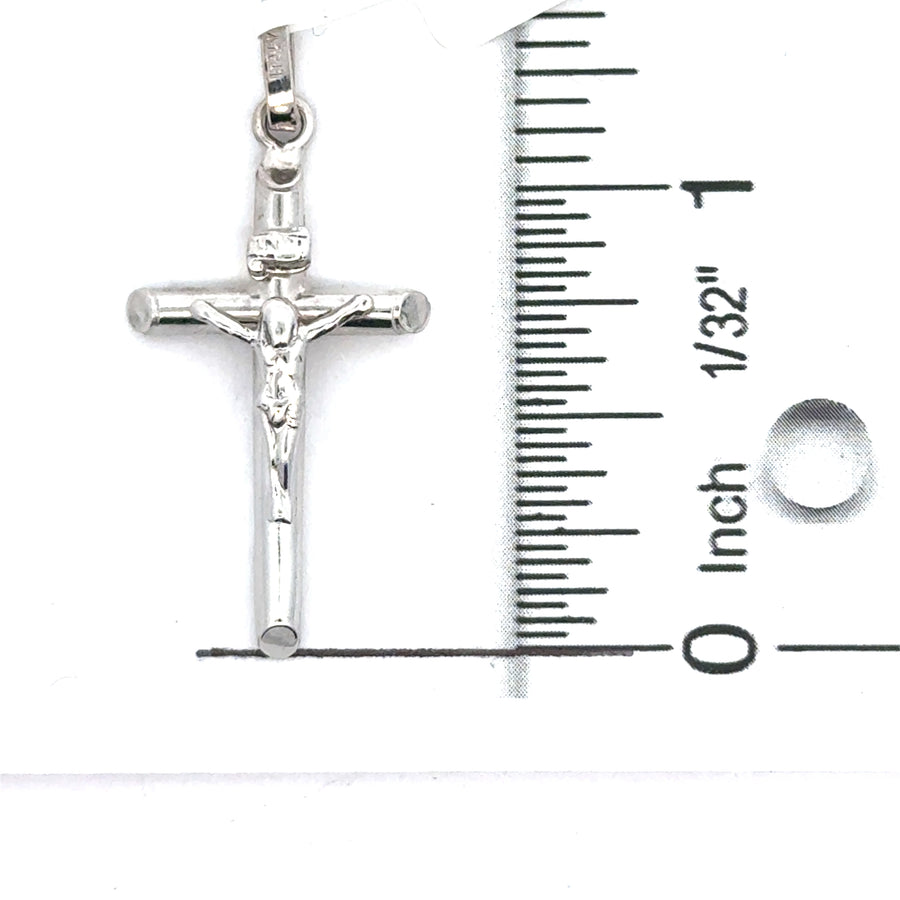 14kt White Gold Italian Made Crucifix Charm (1.95g)